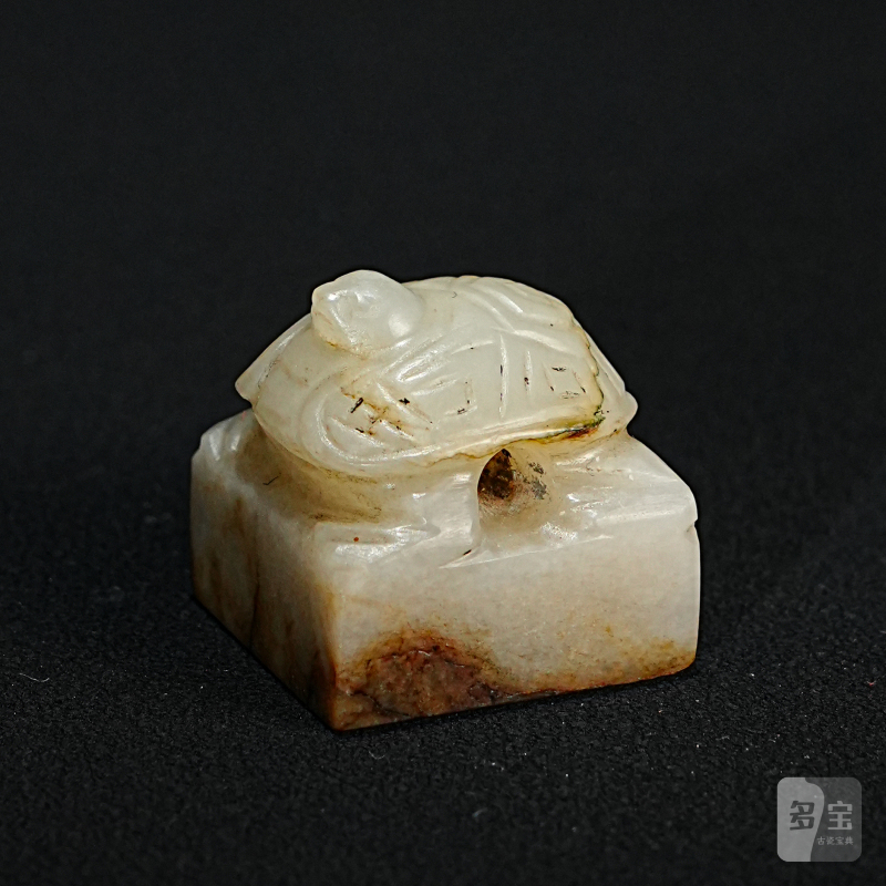 清 白玉龟纽印